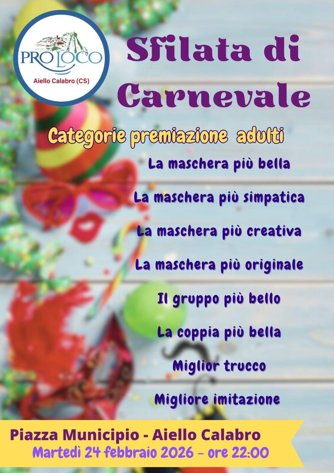 Locandina Sfilata di Carnevale di Aiello Calabro