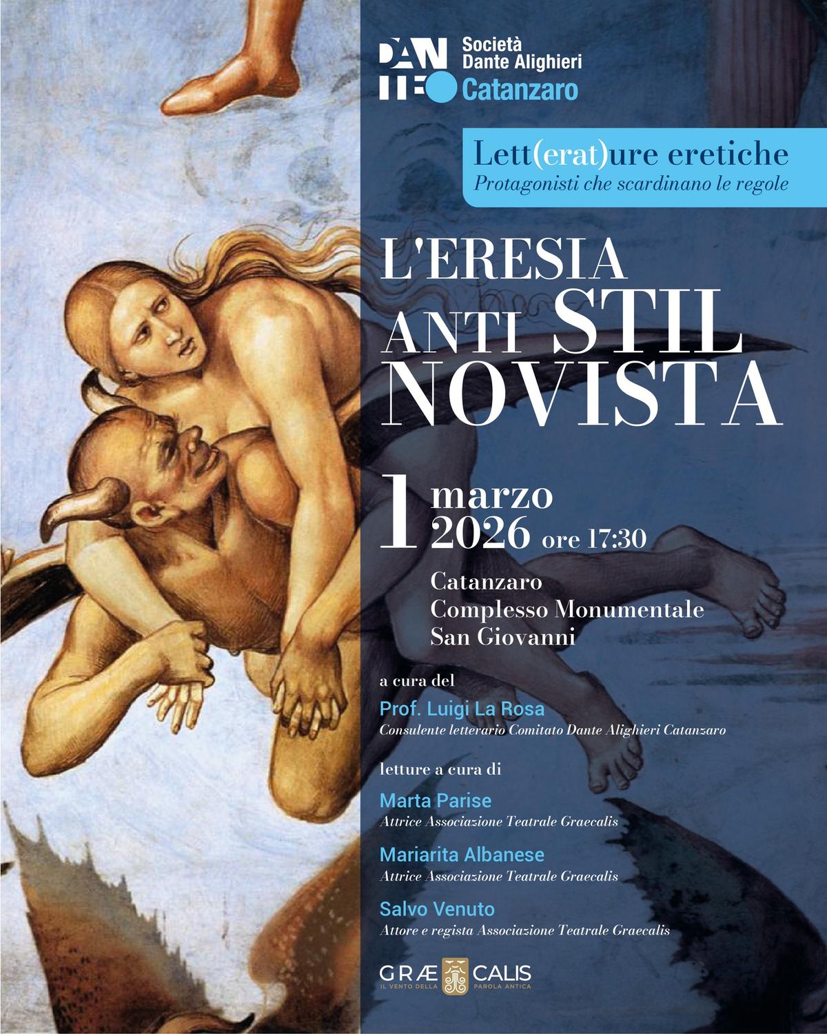 Locandina evento "L'Eresia Antistilnovista" nella rassegna Lett(erat)ure eretiche