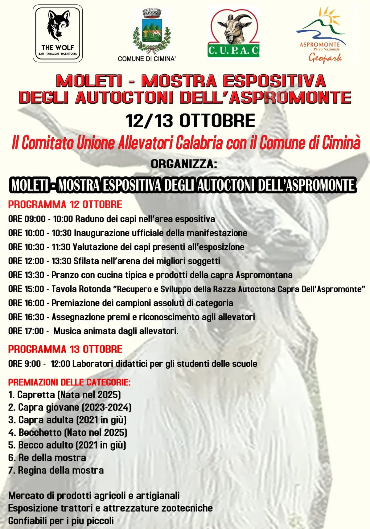 Locandina evento mostra espositiva degli autoctoni dell aspromonte