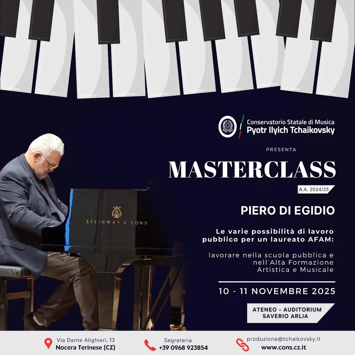 Locandina evento Masterclass Piero di Egidio