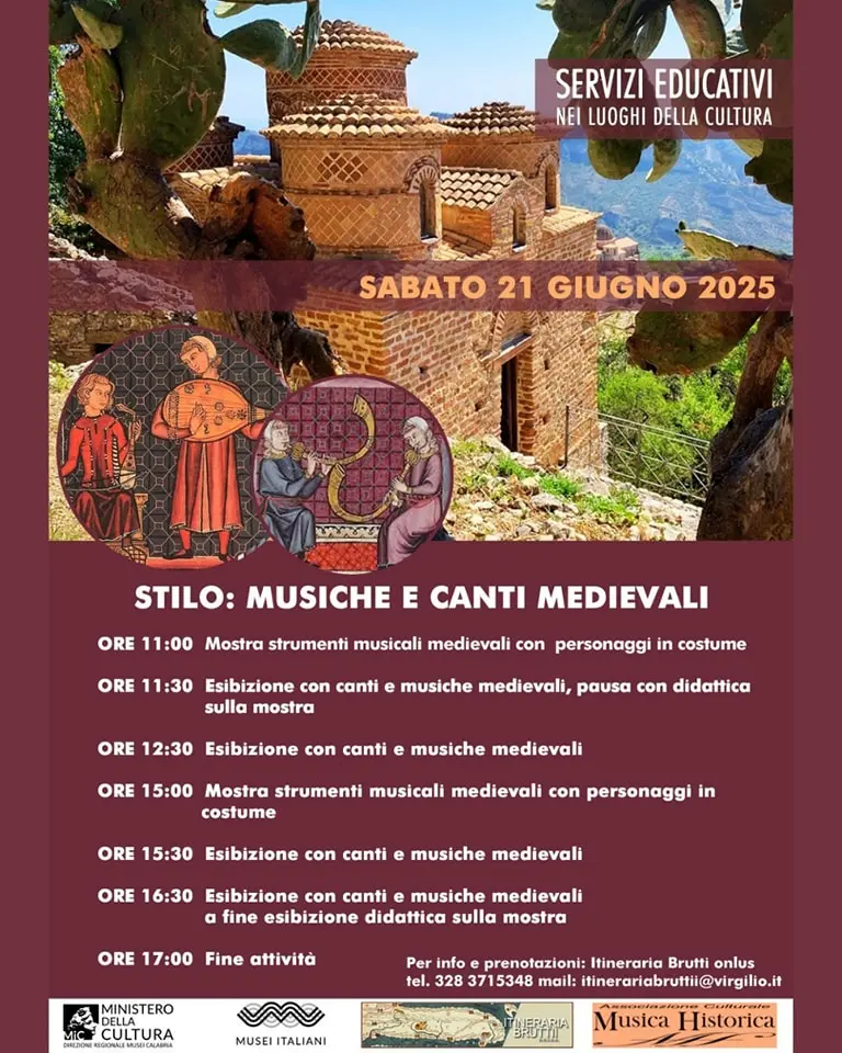 Locandina evento Musiche e Canti Medievali alla Cattolica di Stilo