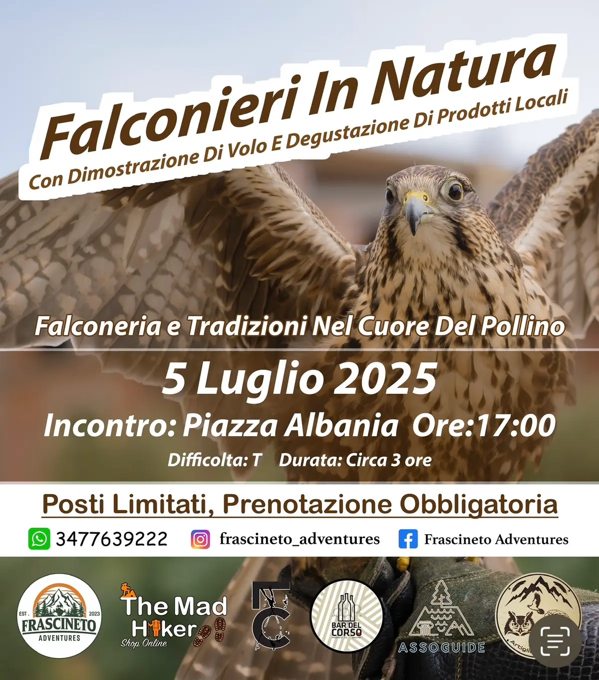 Locandina evento Falconieri in natura