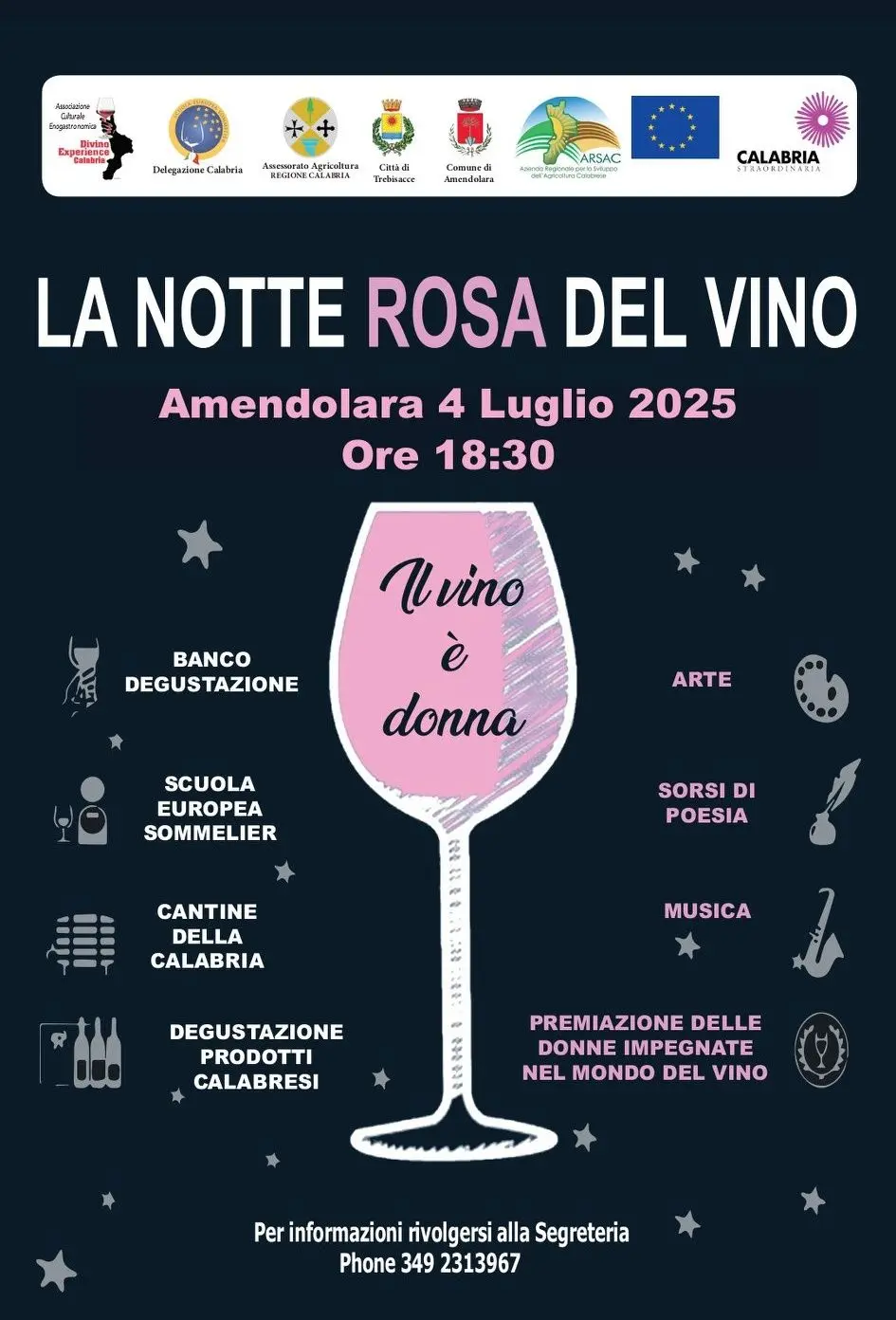 Locandina evento La Notte Rosa del Vino ad Amendolara