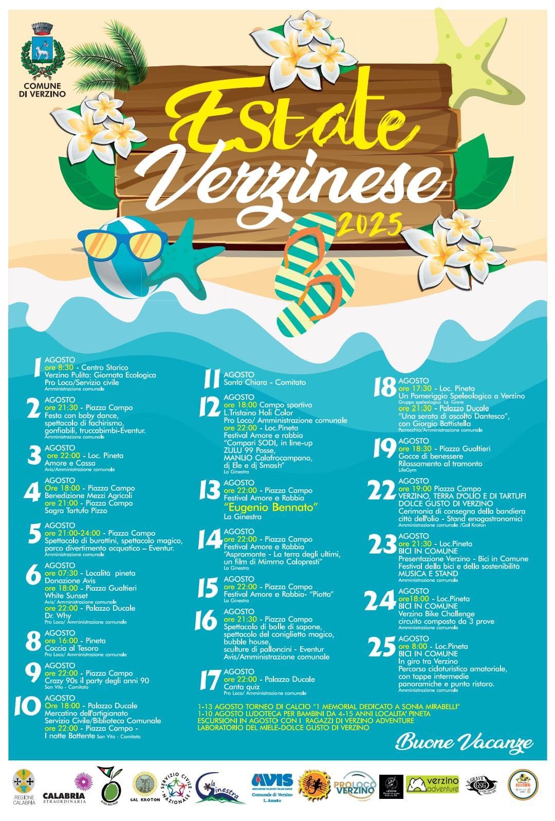 Calendario eventi Estate a Verzino