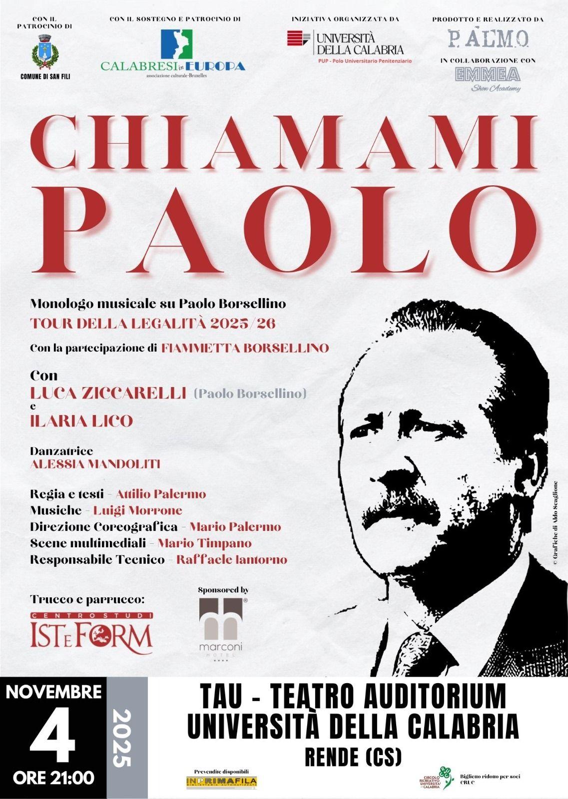 Locandina evento Chiamami Paolo