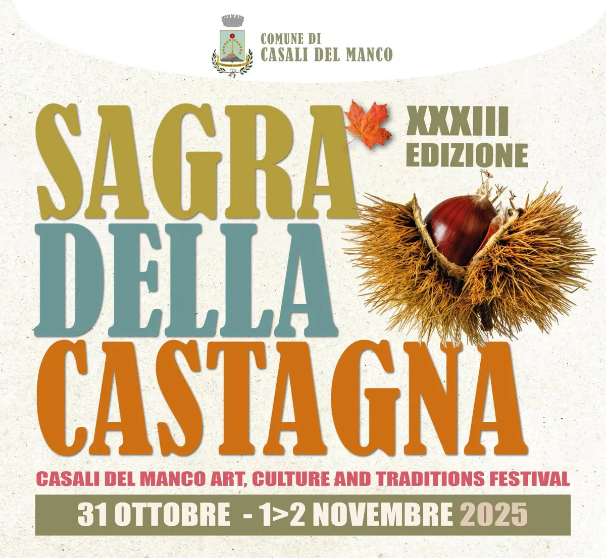 Locandina evento Sagra della castagna Casali del Manco
