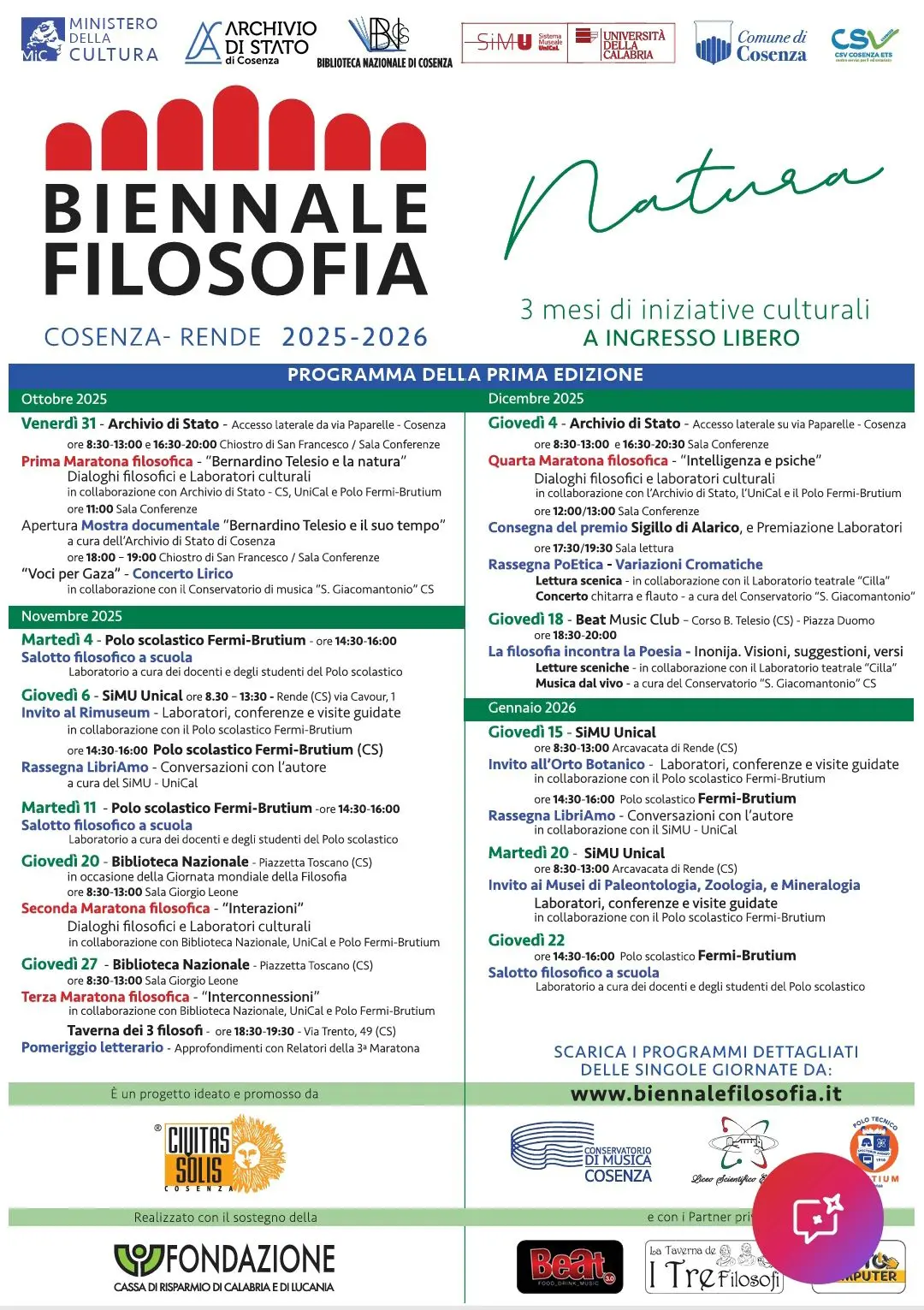 Locandina evento Biennale di filosofia