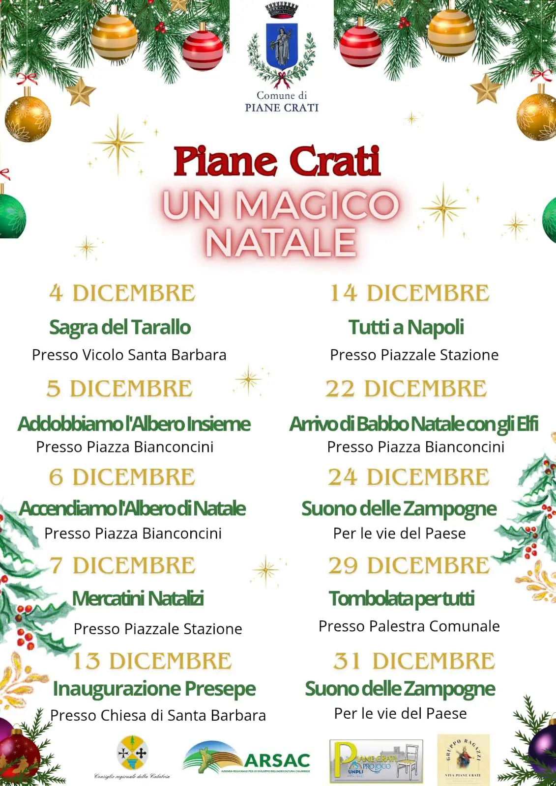 Locandina evento Natale a Piane Crati