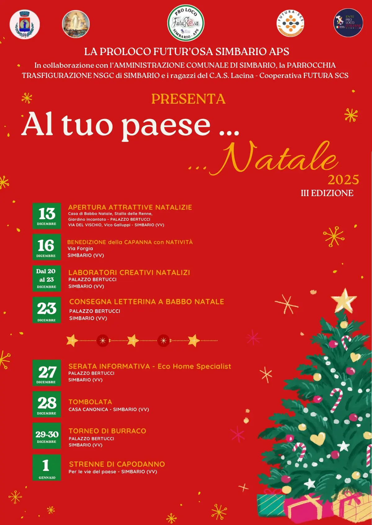 Calendario eventi Natale a Simbario