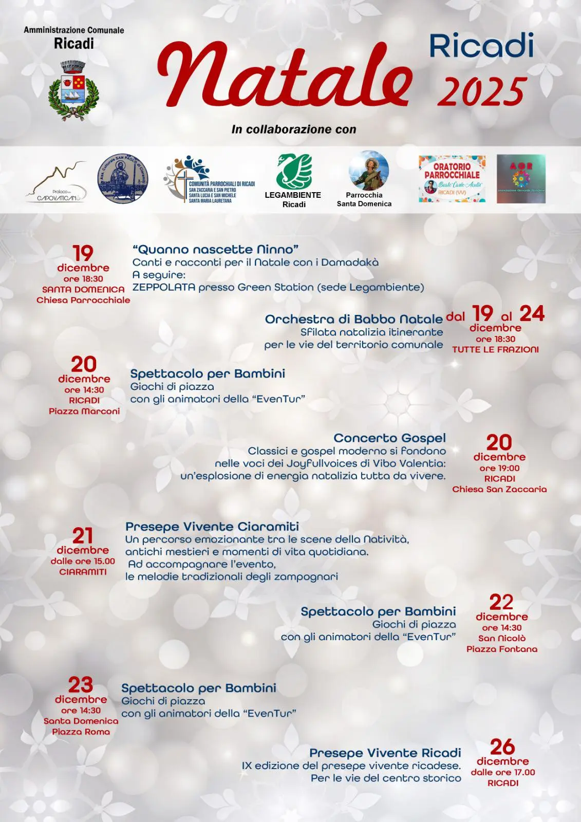 Locandina evento Natale a Ricadi