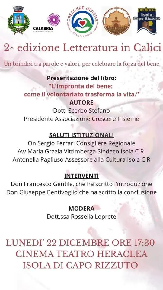 Seconda edizione dell'evento Letteratura in Calici - Isola di Capo Rizzuto
