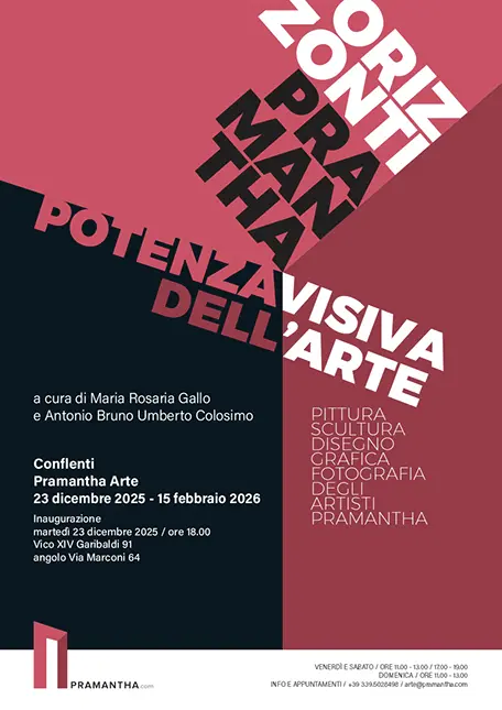 Locandina mostra Orizzonti Pramantha. Potenza visiva dell’arte a Conflenti
