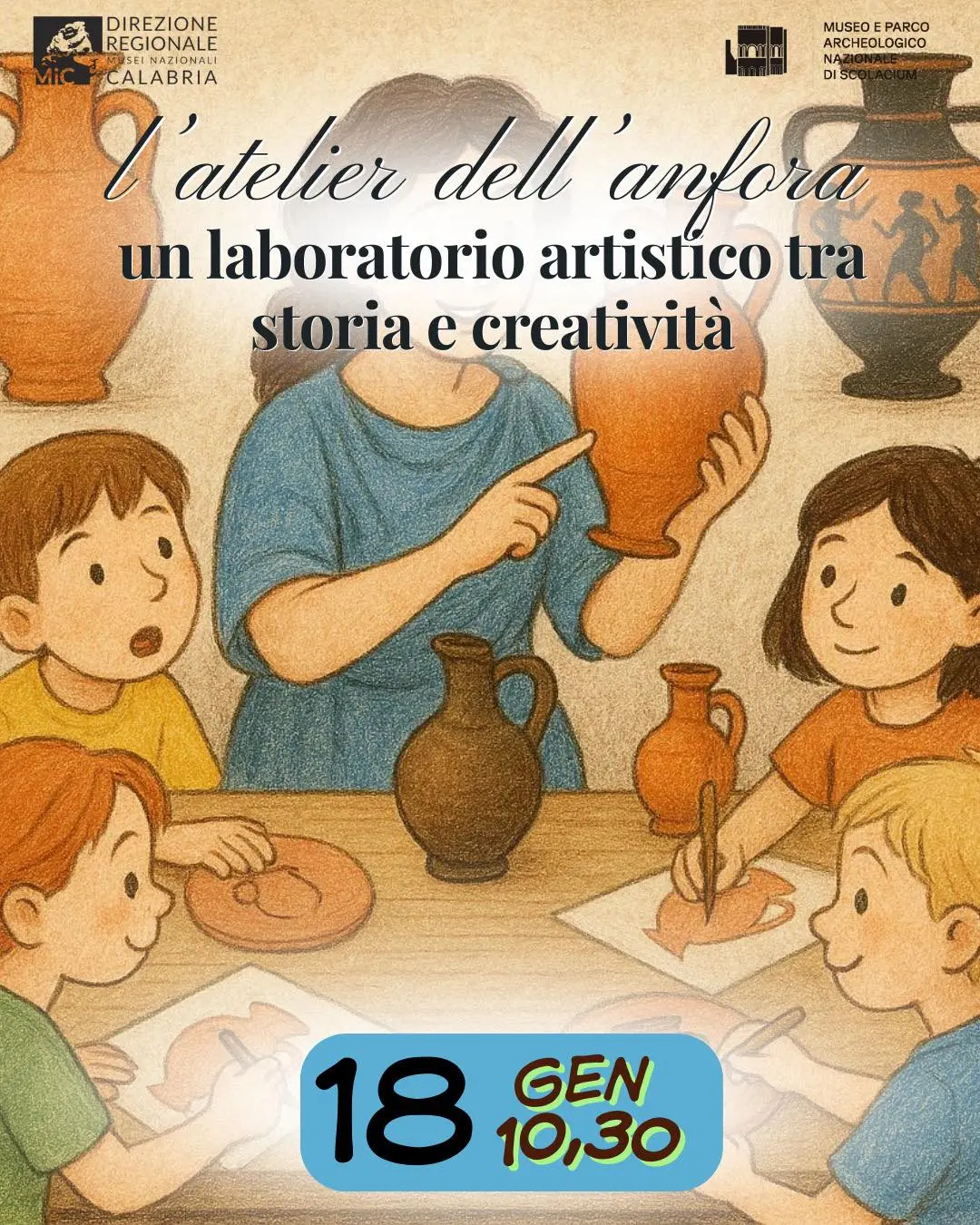 Locandina laboratorio L'atelier dell'anfora al Museo Archeologico Scolacium