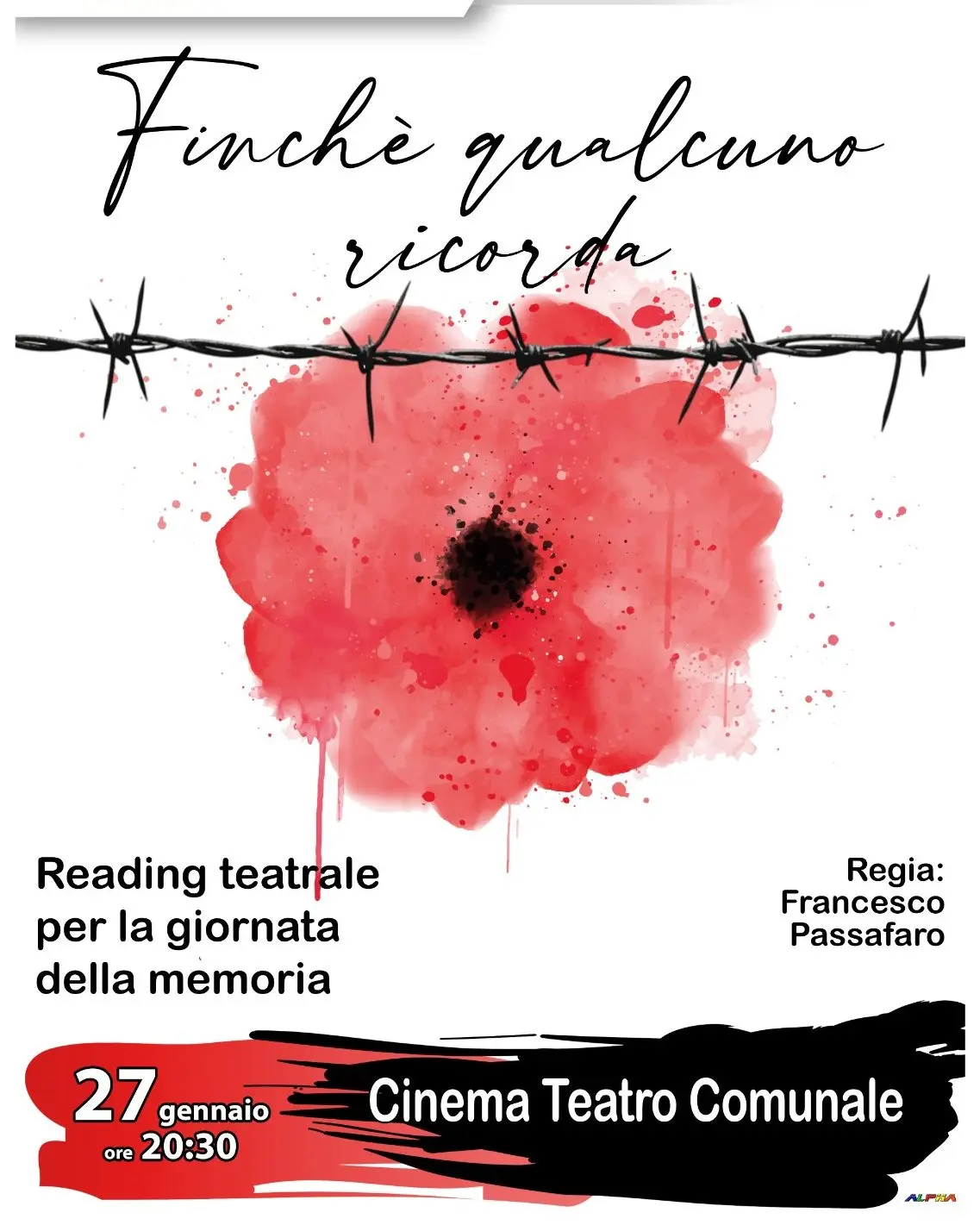 Locandina reading teatrale per la giornata della memoria "Finché qualcuno ricorda"