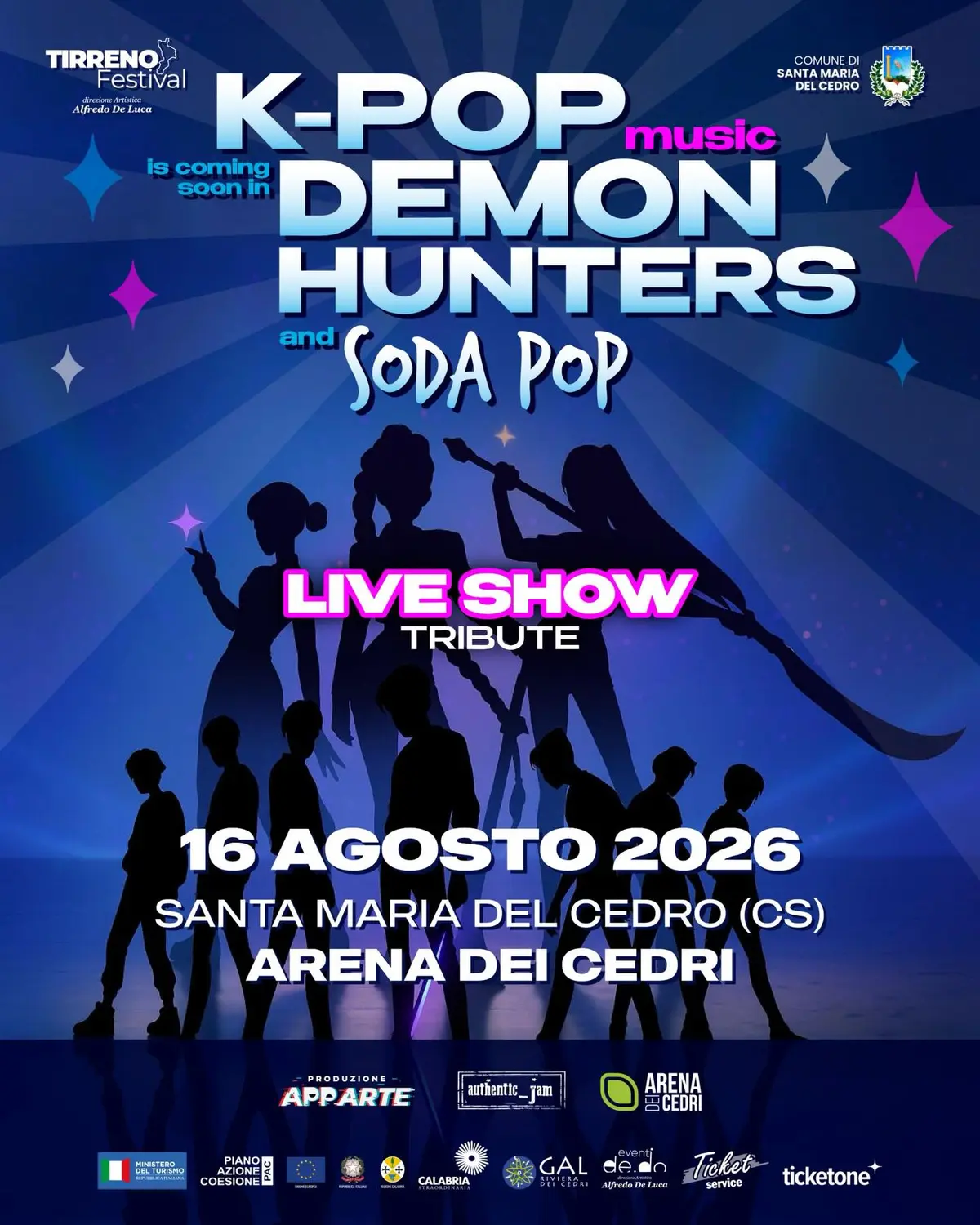 Locandina evento Tirreno Festival - K-Pop Demon Hunters e Soda Pop