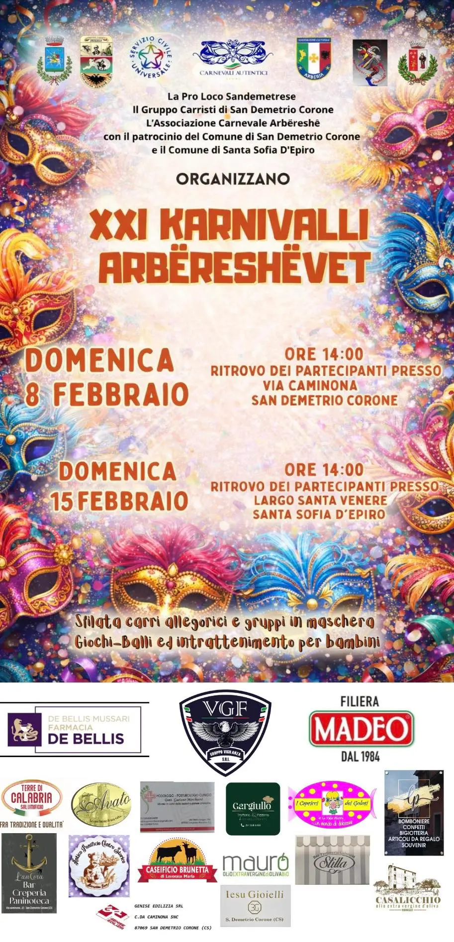Locandina evento Karnivalli Arbëreshëvet