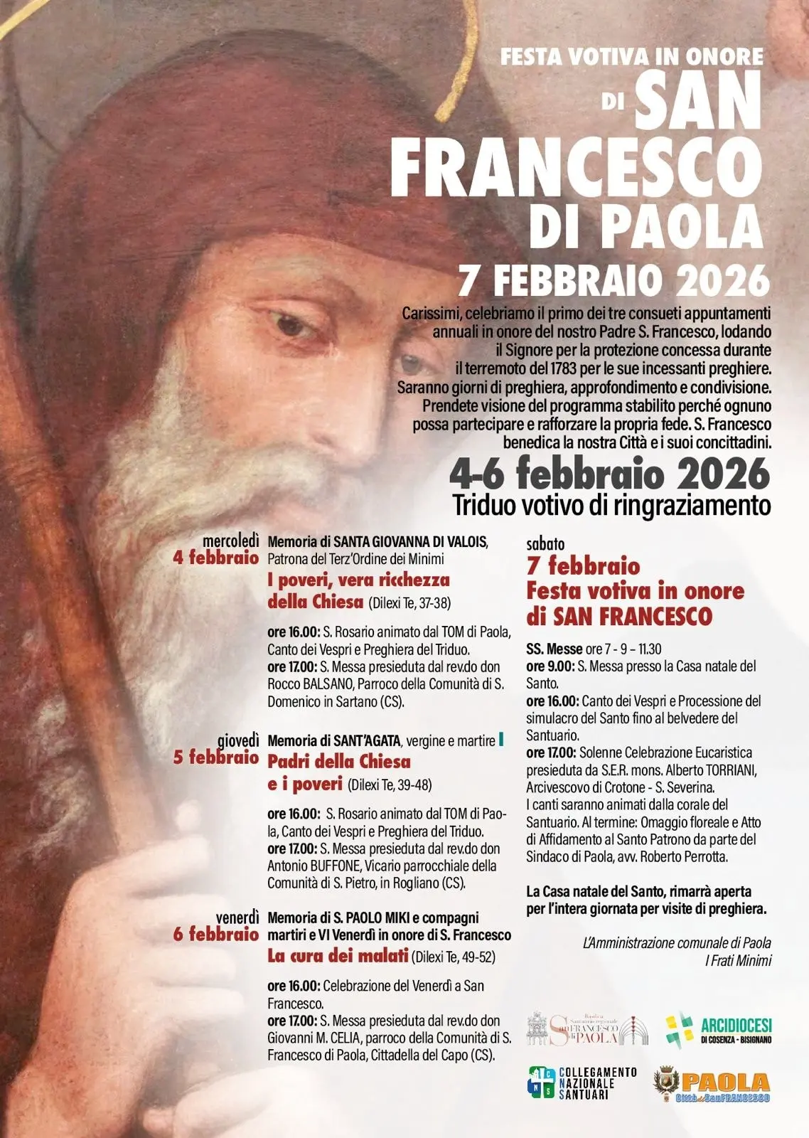 Locandina evento Festa votiva in onore di San Francesco di Paola