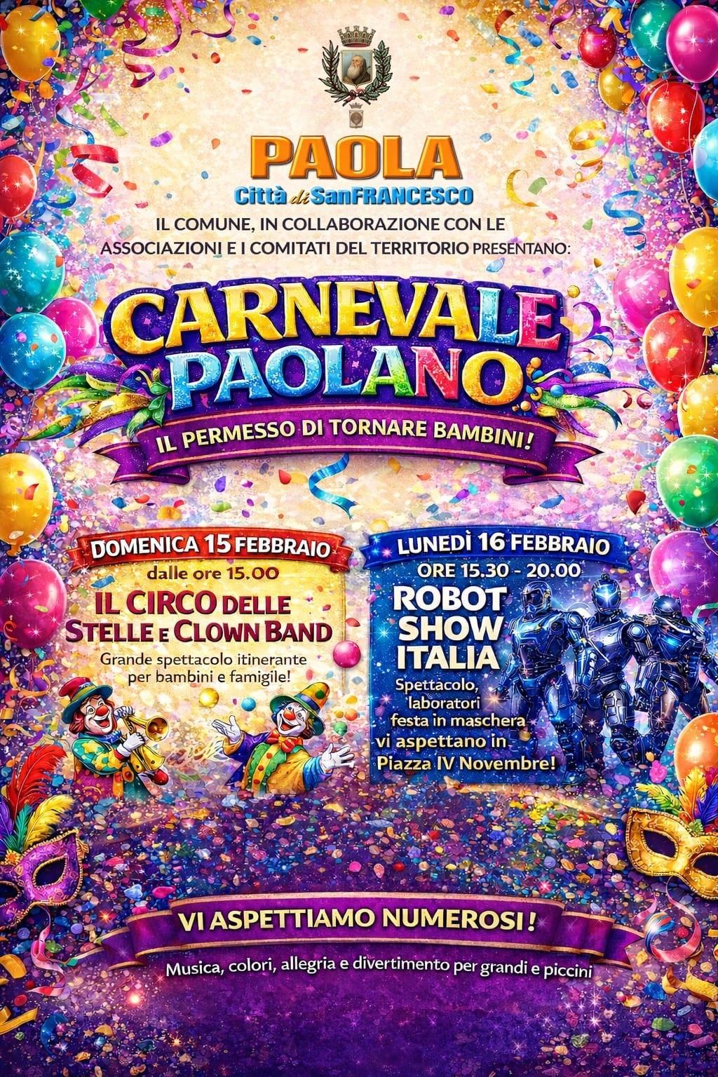 Locandina evento Carnevale di Paola