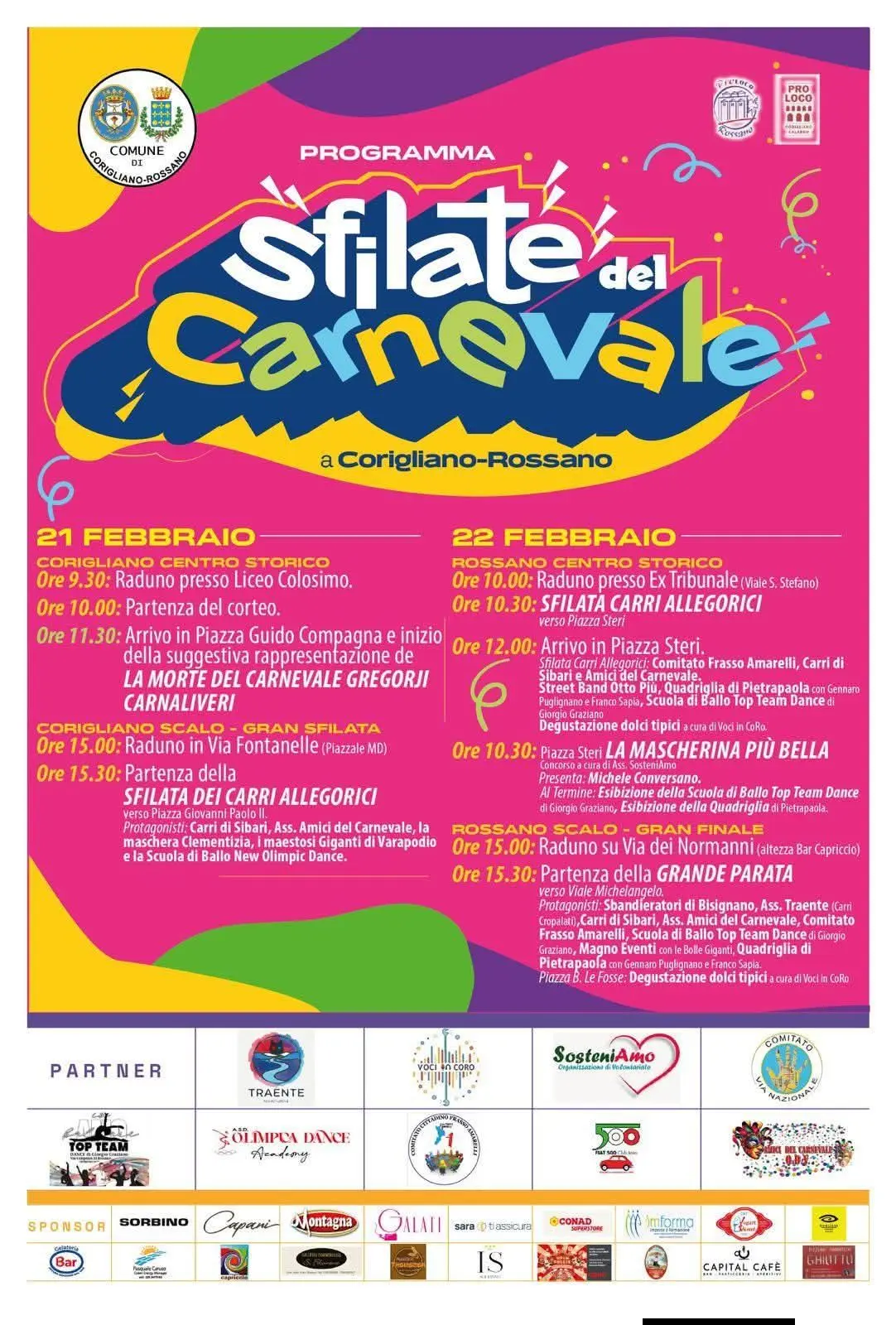 Locandina Sfilate di Carnevale Corigliano-Rossano