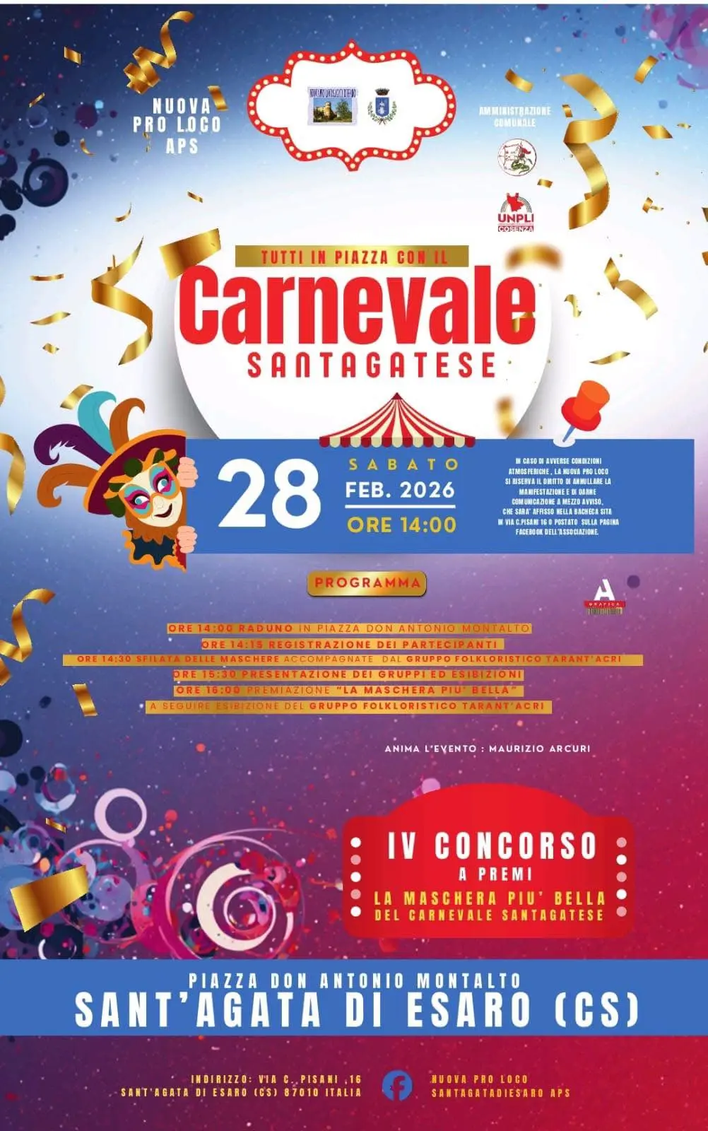 Locandina evento Carnevale di Sant'Agata d'Esaro